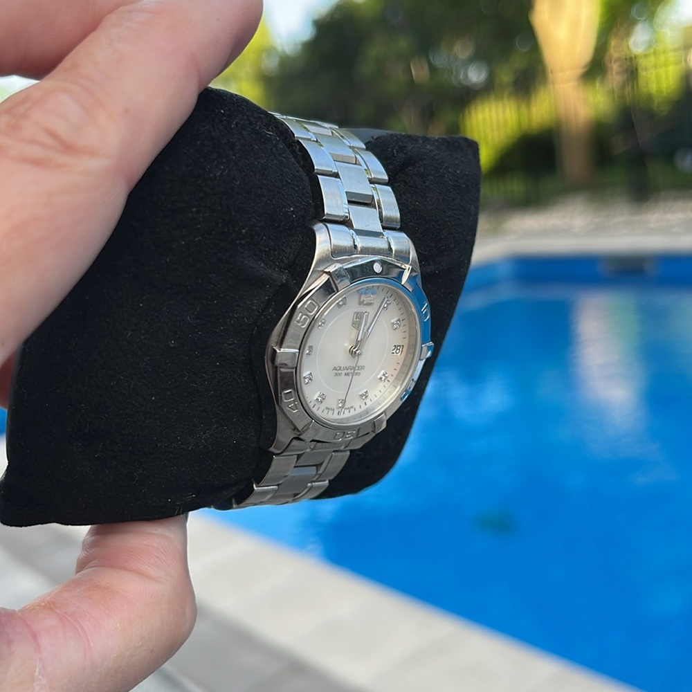 AUTHENTIC TAG HEUER SS Aquaracer Mother of Pearl Diamond Dial 32MM Watch - Picture 14 of 16